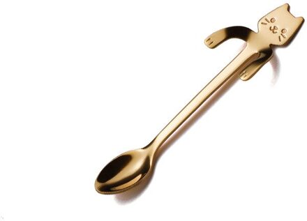 Mini Leuke Koffie Lepel Roestvrij Staal Cartoon Kat Lepel Theelepel Dessert Snack Scoop Melk Kinderen Lepels Keuken Servies gouden