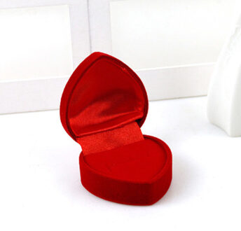 Mini Leuke Rode Draagtassen Opvouwbare Rode Hartvormige Ring Box Voor Ringen Deksel Open Fluwelen Display Box Sieraden Verpakking case Rood