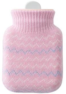 Mini Leuke Siliconen Water Fles met Knit Cover Draagbare Klassieke Handwarmer Zak voor Thuis en Outdoor-Grijs, roze