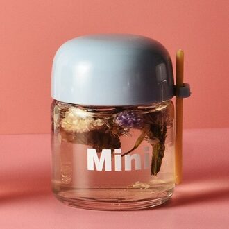 Mini Leuke Water Fles Voor Meisjes Kawaii Glas Eenvoudige Student Hand-Draagbare Kleine Water Cup Water Fles Drinkware Blauw