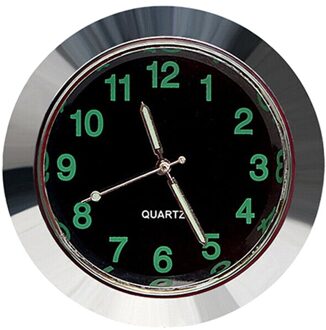 Mini Lichtgevende Auto Dashboard Air Vent Stick-On Tijd Klok Quartz Analoog Horloge zilver