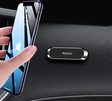 Mini Magnetische Auto Mount Telefoon Houder Dashboard Mini Strip Shape Stand Voor Iphone Samsung Xiaomi Metalen Magneet Gps Car Mount zwart 1 stk