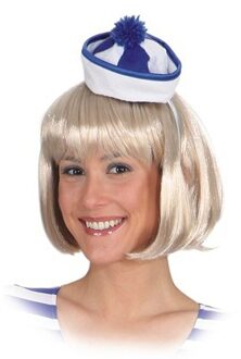 Mini matrozen/zeeman hoedje blauw/wit op haarband Multi
