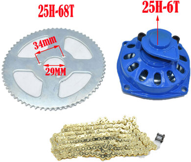 Mini Moto 47cc 49cc Drive Systeem 25H OF T8F Ketting met Versnellingsbak En Tandwiel Fit Mini Moto pocket Bike 25H- blauw A reeks