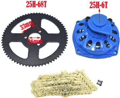 Mini Moto 47cc 49cc Drive Systeem 25H OF T8F Ketting met Versnellingsbak En Tandwiel Fit Mini Moto pocket Bike 25H- blauw B reeks