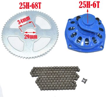 Mini Moto 47cc 49cc Drive Systeem 25H OF T8F Ketting met Versnellingsbak En Tandwiel Fit Mini Moto pocket Bike 25H- blauw reeks