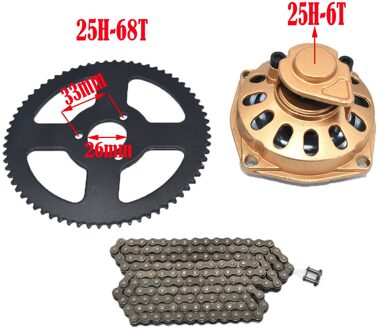 Mini Moto 47cc 49cc Drive Systeem 25H OF T8F Ketting met Versnellingsbak En Tandwiel Fit Mini Moto pocket Bike 25H-goud A reeks