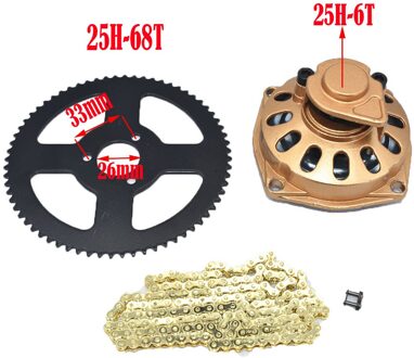 Mini Moto 47cc 49cc Drive Systeem 25H OF T8F Ketting met Versnellingsbak En Tandwiel Fit Mini Moto pocket Bike 25H-goud B reeks