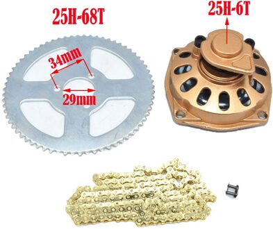 Mini Moto 47cc 49cc Drive Systeem 25H OF T8F Ketting met Versnellingsbak En Tandwiel Fit Mini Moto pocket Bike 25H-goud C reeks