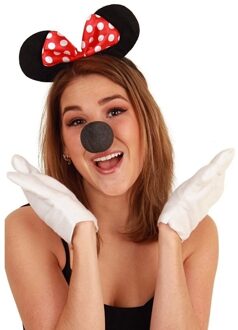 Mini muis verkleedset - dames - 3-delig - muizen oren - neus - handschoenen Multi