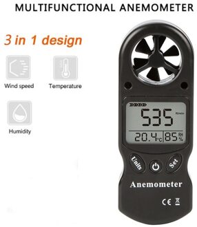 Mini Multifunctionele Anemometer Digitale Anemometer Lcd TL-300 Wind Speed Temperatuur-vochtigheidsmeter Met Hygrometer Thermometer blauw