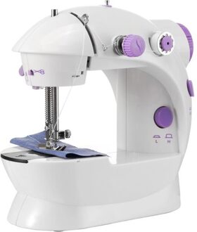 Mini Naaimachine, Eu Plug Draagbare Elektrische Naaimachine Met Lamp En Draad Cutter, hoge & Lage Snelheden, Batterij Of Adapter