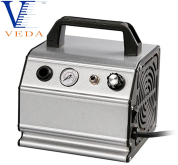 Mini Oil-less Airbrush Compressor Kit with 220V Single Piston Air Compressor Gravity Paint Gun for Nail Art Temporary Tattoo