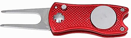 Mini Opvouwbare Golf Pitchfork Marker Pitch Cleaner Golf Pitchfork Putting Green Vork Golfbal Gereedschap Golf Accessoires rood