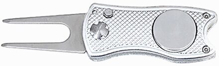 Mini Opvouwbare Golf Pitchfork Marker Pitch Cleaner Golf Pitchfork Putting Green Vork Golfbal Gereedschap Golf Accessoires zilver