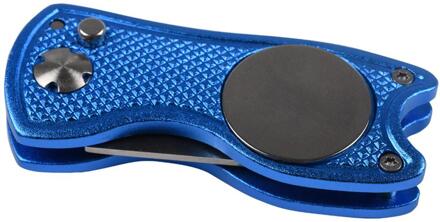 Mini Opvouwbare Golf Pitchfork Met Golfbal Tool Pitch Groove Cleaner Golf Training Aids Golf Accessoires Putting Green Vork Blauw