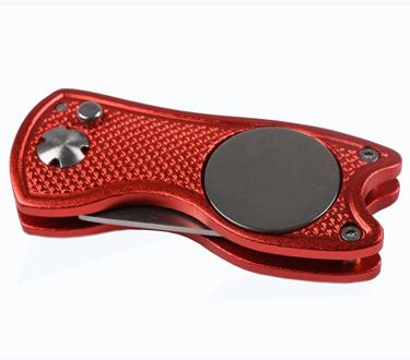 Mini Opvouwbare Golf Pitchfork Met Golfbal Tool Pitch Groove Cleaner Golf Training Aids Golf Accessoires Putting Green Vork Rood