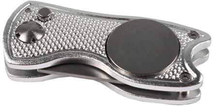 Mini Opvouwbare Golf Pitchfork Met Golfbal Tool Pitch Groove Cleaner Golf Training Aids Golf Accessoires Putting Green Vork zilver