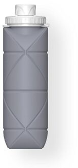 Mini Opvouwbare Siliconen Cup Outdoor Sport Waterbottle 600Ml Intrekbare Handig Met Touw Hydroflask Survival Inklapbare Voedsel Grijs