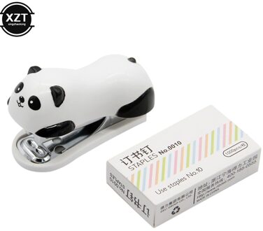 Mini Panda Nietmachine Set Cartoon Kantoor Schoolbenodigdheden Staionery Paperclip Binding Binder Boek Riool