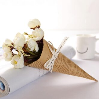 Mini Papier Buis Krant Patroon Kraftpapier Verpakking Boeket Kunstmatige Bloem Set Bruiloft Decoratie Foto Props Party Decor 3