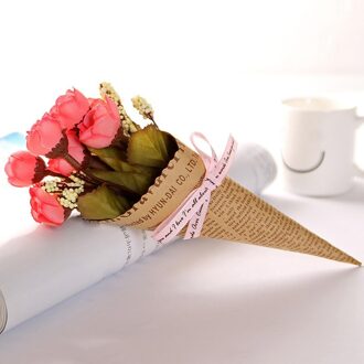 Mini Papier Buis Krant Patroon Kraftpapier Verpakking Boeket Kunstmatige Bloem Set Bruiloft Decoratie Foto Props Party Decor 5