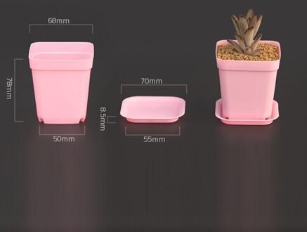 Mini Plastic Bloem Vaas + Plastic Lade Vierkante Potten Voor Vetplanten Bonsai Planter Kwekerij Potten 7 Kleur Tuin 4