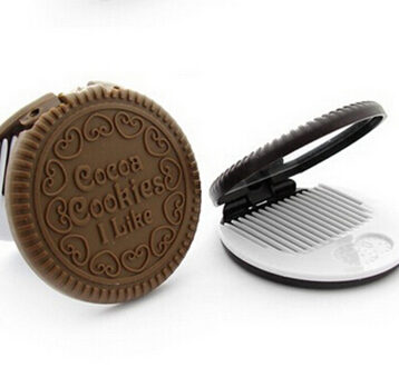 Mini Pocket Chocolade Cookie Koekjes Compacte Spiegel Met Kam Zo Schattig zoals de afbeelding 1stk