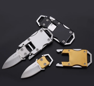 Mini Pocket Foldable Stainless Steel Knife with Keychain Outdoor Sports Camping Hiking Hunting Survival Self Defense Supplies