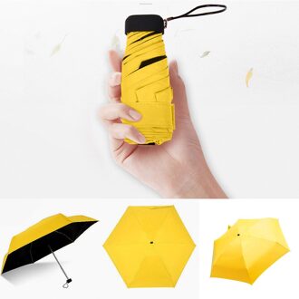 Mini Pocket Paraplu Opvouwbare Parasols Parasol Zon Opvouwbare Kleine Paraplu Candy Kleur Reizen Regenkleding Regenachtige Dag geel