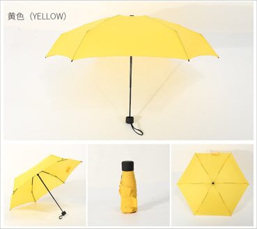 Mini Pocket Paraplu Vrouwen Uv Vouwen Kleine Paraplu 180G Regen Vrouwen Waterdichte Mannen Parasol Handig Meisjes Reizen geel