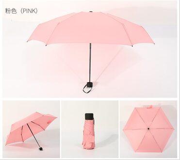 Mini Pocket Paraplu Vrouwen Uv Vouwen Kleine Paraplu 180G Regen Vrouwen Waterdichte Mannen Parasol Handig Meisjes Reizen roze