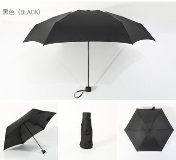 Mini Pocket Paraplu Vrouwen Uv Vouwen Kleine Paraplu 180G Regen Vrouwen Waterdichte Mannen Parasol Handig Meisjes Reizen zwart