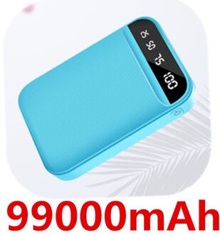 Mini Power Bank 99000Mah Snel Opladen Power Bank 99000Mah Draagbare Externe Batterij Oplader Voor Iphone Xiaomi blauw-99000mAh