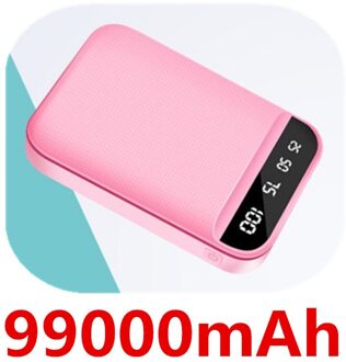 Mini Power Bank 99000Mah Snel Opladen Power Bank 99000Mah Draagbare Externe Batterij Oplader Voor Iphone Xiaomi roze-99000mAh