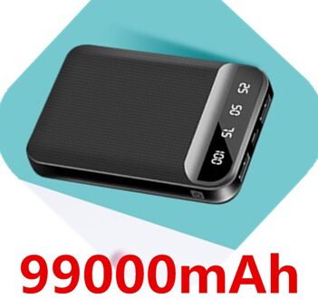 Mini Power Bank 99000Mah Snel Opladen Power Bank 99000Mah Draagbare Externe Batterij Oplader Voor Iphone Xiaomi zwart-99000mAh