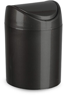 Mini Prullenbak - Zwart - 1,4 Liter - Met Klepdeksel
