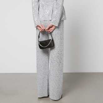 Mini Rachel Zijden Satijn en Kristallen Kettingtas in Zwart - maat