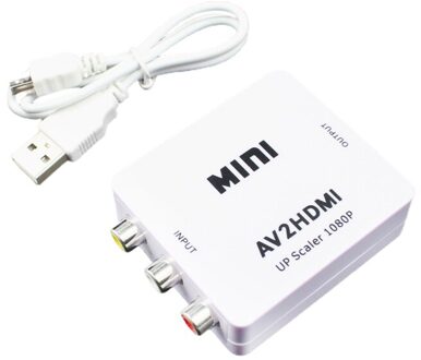 Mini Rca Av Naar Hdmi-Compatibel Converter Adapter Composiet Av 2 Hdmi-Compatibel Converter 1080P WT