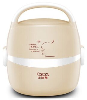 Mini Rijstkoker Isolatie Verwarming Elektrische Lunchbox 2 lagen Draagbare Stoomboot Multifunctionele Automatische Voedsel Container 1.3L khaki / US adapter