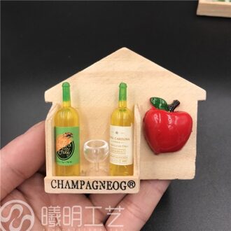 Mini Rode Wijn Ornamenten Koelkast Stickers Schieten Props Wijn Flessen Houten Frame Creatieve Europese Koelkast Sticker B