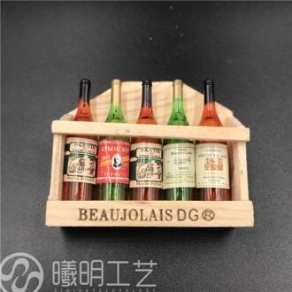 Mini Rode Wijn Ornamenten Koelkast Stickers Schieten Props Wijn Flessen Houten Frame Creatieve Europese Koelkast Sticker G