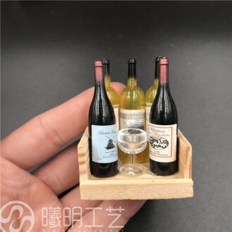 Mini Rode Wijn Ornamenten Koelkast Stickers Schieten Props Wijn Flessen Houten Frame Creatieve Europese Koelkast Sticker
