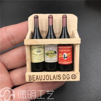 Mini Rode Wijn Ornamenten Koelkast Stickers Schieten Props Wijn Flessen Houten Frame Creatieve Europese Koelkast Sticker