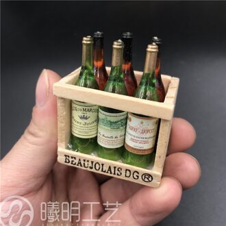 Mini Rode Wijn Ornamenten Koelkast Stickers Schieten Props Wijn Flessen Houten Frame Creatieve Europese Koelkast Sticker