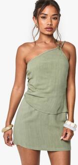 Mini-Rok Met Linnenlook, Khaki - 44