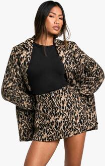 Mini-Rok Met Wol-Look En Luipaardprint, Leopard - 38