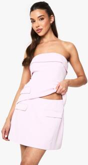 Mini-Rok Met Zakdetail En Op Maat Gemaakte Snit, Pink - 44