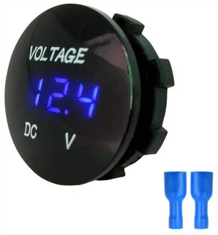 Mini Ronde Waterdichte Motorboot Motorfiets DC5V-48V Led Panel Digitale Voltmeter Tester Monitor Display Voltmeter blauw