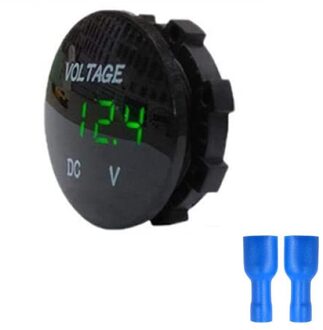 Mini Ronde Waterdichte Motorboot Motorfiets DC5V-48V Led Panel Digitale Voltmeter Tester Monitor Display Voltmeter groen